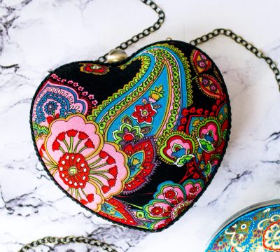 colorful bag in heart form